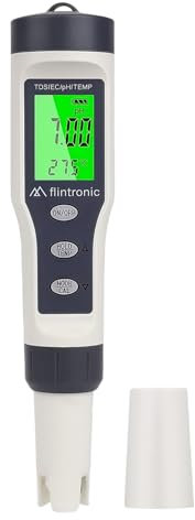 flintronic 4-In-1 PH Messgerät, PH/TDS/EC Temperatur Tester mit Hintergrundbeleuchtung, 0-14 pH-Messbereich-±0,1 pH-Genauigkeit, PH Wert Messgerät Pool Trinkwasser Schwimmbad Aquarium