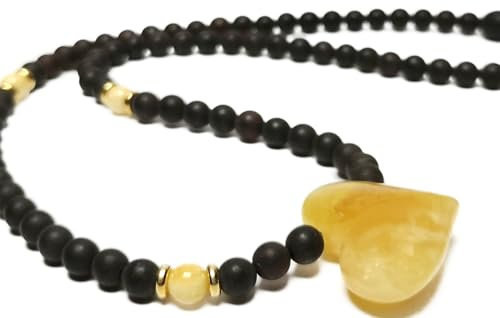 Generisch Echte baltische Bernsteinkette mit Herzanhänger, handgefertigter eleganter Schmuck für Erwachsene