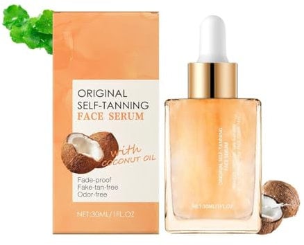 Selbstbräuner Tropfen, Original Selbstbräunungsserum Fürs Gesicht Mit Kokosnussöl, Selbstbräuner, Lichtecht, Geruchsneutral, Nährend Und Feuchtigkeitsspendend, Bräunungsessenz Für Gebräunte Haut