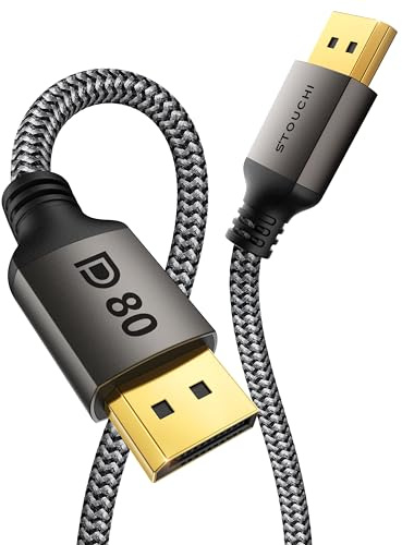 Stouchi 80Gbps DisplayPort 2.1 Cable 5M [VESA Certified] [16K@60Hz, 8K@240Hz, 4K@540Hz 240Hz] Long DP 2.1 Cable, HDR HDCP DSC 1.2a FreeSync G-Sync Compatible, 5090 RX9070 RTX6000 Ada Gaming Monitor