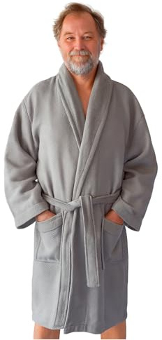 heimtexland ® Bademantel Waffelpique Saunamantel 100% Baumwolle OEKO-TEX schnelltrocknend hautfreundlich für Damen und Herren Typ915