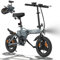 ESKUTE F100 Bicicleta Eléctrica Plegable, 14 Pulgadas Ebike con Puerto USB para Teléfono, Bicicleta Eléctrica de 250W, Batería Integrada de 36V 9Ah, Autonomía de 35-60KM, Gris Oscuro