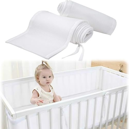 ZDL Bettumrandung Babybett,Bettumrandung Nestchen,Verstellbarer Baby Netzbettgitter,Babybett Leitplanke,Baby Nestchen Bettumrandung,Kinderbetten Kantenschutz Baby Babybett,Kopfumrandung Babybett