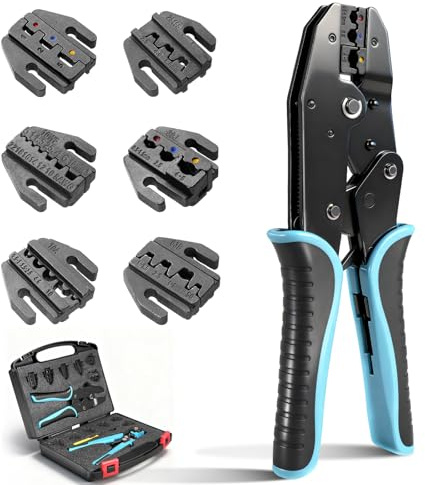 Sararoom Crimpzange Set mit Abisolierzangen, Crimpzange Kabelschuhe, Aderendhülsenzange - Kabelschuhzange [0,25-10mm²] - Presszange, Flachstecker, Krimpzange für Auto, Elektroinstallation, Heimwerker