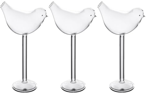 Homoyoyo 3Er-Set Vogel-Weingläser Transparent Kreatives Vogelglas Für Wein Whisky Wodka Und Cocktails Kelche Für Zuhause Bars Partys Hochzeiten Und Feiertage