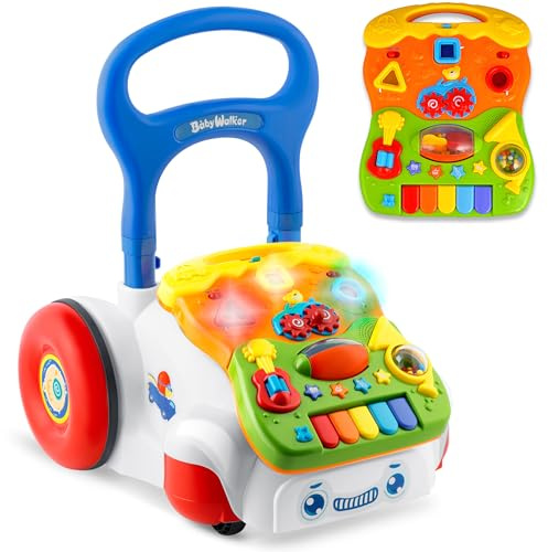 Ricokids Lauflernwagen Laufwagen Laufhilfe für Kinder ab 6 Monaten - Spielzeug mit abnehmbarem Spielboard - Licht und Musik - Weiß