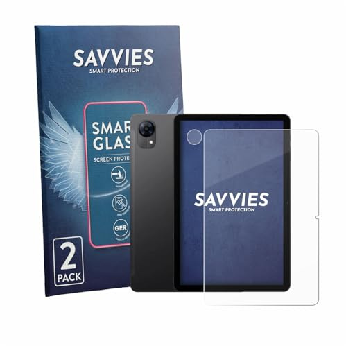 Savvies 2 Stück Panzer Schutz Glas für Doogee Tab G5 (Display+Kamera) 9H Schutzfolie HD, Blasenfrei, Anti-Fingerabdruck, Stoßfest, Displayschutz