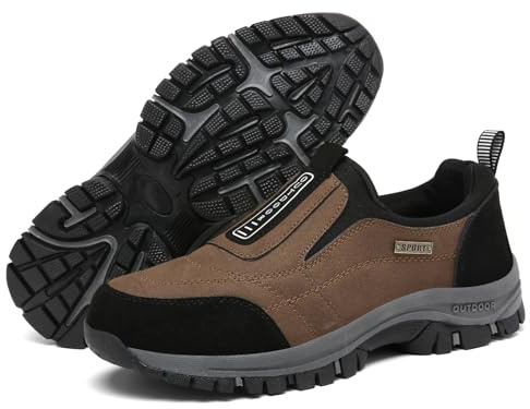Mornshe Scarpe da Passeggio Antiscivolo con Supporto per L'Arco Plantare Scarpe Senza Lacci Ortopediche Uomo Pianta Larga Loafer e Mocassini