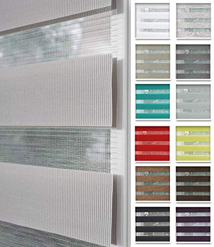 Home-Vision® DuoRollo Klemmfix, Doppelrollo ohne Bohren mit Klämmträgern, DuoRollos für Fenster und Türen (Grau, B60cm x H150cm)