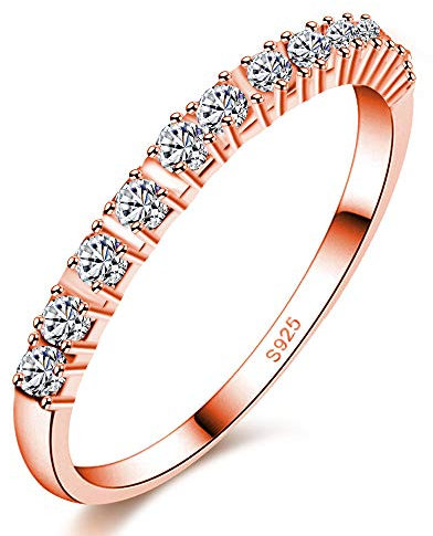Uloveido Female Rose Gold Plated 2.00mm Cubic Zirconia Eternity Engagement Wedding Band Ring for Women J029 (Rose Gold, Size Q)