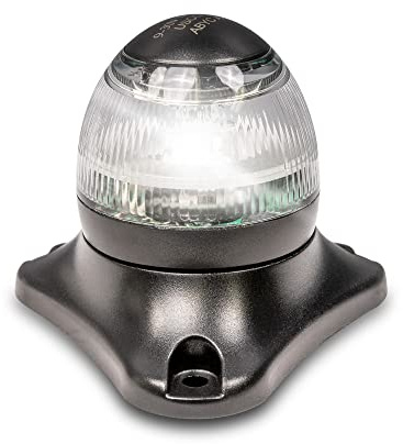 TRUE MODS 12-24V White LED Marine Navigation Anchor All-Round Boat Light [USCG ABYC A-16 3NM] [Waterproof] 3 Nautical Mile Surface Mount Top Rear Stern Light for Fishing Yacht Sailboat