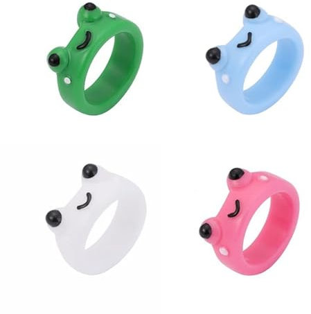 CeFoney 4 Stück Frog Rings, Retro Stil Nette Frosch Ton Ringe Cartoon 3D Tier Acryl Ringe Schmuck Stapelbar Personalisierte Ring Lustige Ring Set für Frauen Mädchen