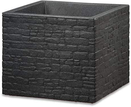 Scheurich Muretto 40, Pflanzgefäß/Blumentopf/Pflanzkübel, viereckig, Farbe: Stony Black, hergestellt mit recyceltem Kunststoff, 10 Jahre Garantie, für den Außenbereich