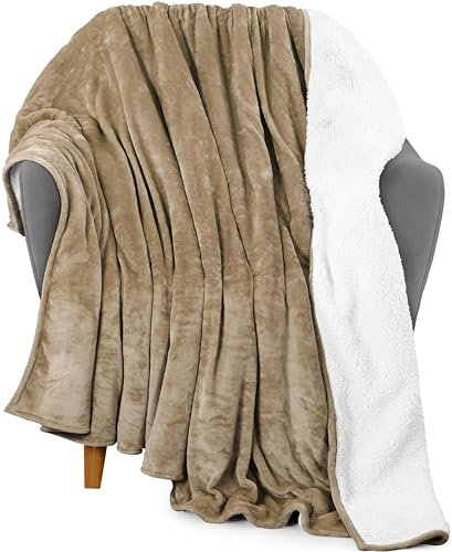 Utopia Bedding Sherpa Decke [Kamel, 152x127 cm] - 480GSM Thick Warm Plüsch Fleece Wendedecke für Bett, Sofa, Couch, Camping und Reisen