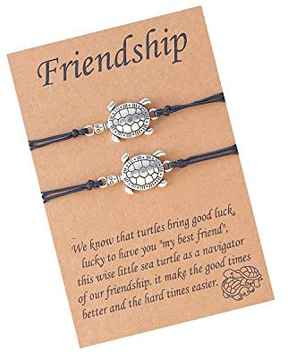 LUOKIFUR 2er-Pack Schildkröten-Freundschaftsarmbänder für Teenager-Mädchen, beste Freundin, verstellbare Schnurarmband-Geschenke (Turtle)