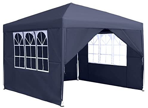 NAIZY Pavillon 3x3m Faltpavillon Wasserdicht Stabil Winterfest Faltbar Gartenpavillon mit 4 Seitenteilen & Fenstern & Tragetasche Weidezelt Gartenzelt UV-Schutz Grillpavillon Partyzelt, Dunkelgrau