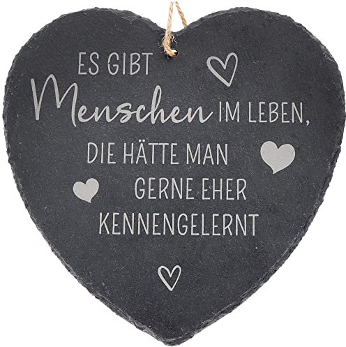 Spruchreif | Großes Schieferherz mit Gravur | Schiefertafel in Herzform mit Kordel zum Aufhängen | Wanddeko mit Sprüchen | Schiefer Türschild | Dekoherz