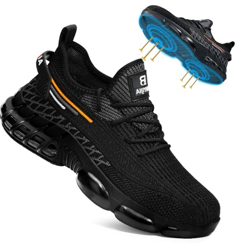 BAIYIJIA Steel Toe Work Shoes for Men Lightweight Safety Shoes