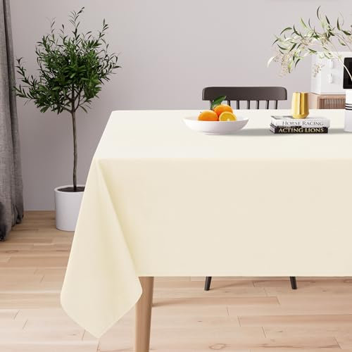 Homaxy Tischdecke Abwaschbar Lotuseffekt Rechteckig 140 x 220 cm Tischtuch Wasserabweisend Tafeldecke Abwischbare aus Polyester Schmutzabweisend Pflegeleicht für Küche Party, Beige