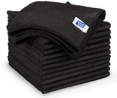 10Pk Microfiber Cleaning Cloths Large Soft Reusable Car Cleaning Towels Black 40x40cm Washable Duster Lint Free streak Free for Kitchen Surfaces Bathrooms, Mirrors,bikes - Avern