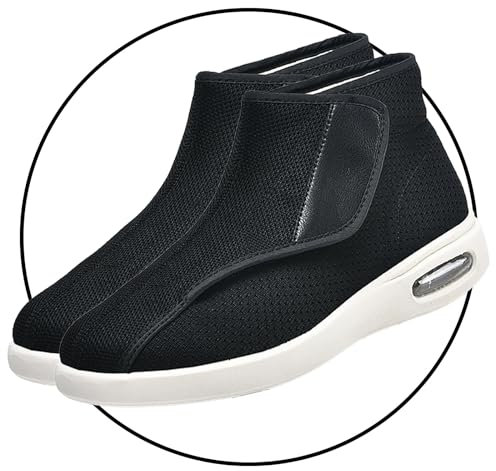 POFH Diabetiker Schuhe Herren und Damen Orthopädische Hausschuhe Senioren Pantoffeln Reha-Schuh für breite Dicke Füße Orthopädische Schuhe mit Klettverschluss (Color : Black, Size : 41 EU)