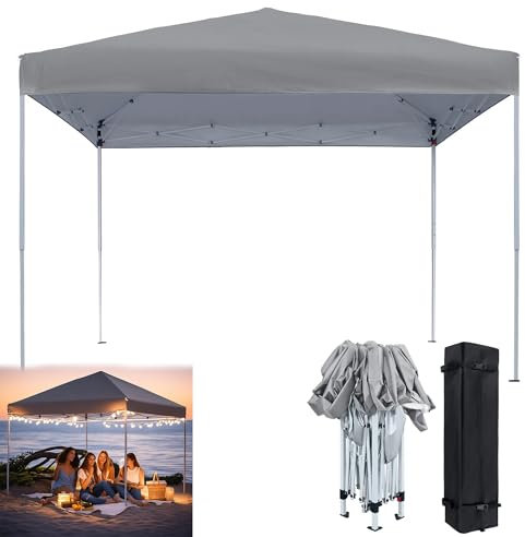 YRHome Pavillon Faltbar Anthrazit Pop Up Faltpavillon Pavillon 3x3m Wasserdicht Winterfest Stabil UV-Schutz Gartenpavillon Gartenzelt Partyzelt Outdoor Festzelt Höhe bis 2.6m, Grau