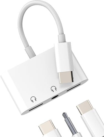 USB C to 3.5mm Headphone Adapter(3in1)Type-C Aux Audio Charging Jack Splitter for iPhone 16 15 pro for Apple charger Cable Port Adaptor for iPad Converter DAC Stereo microphone compatible for Samsung