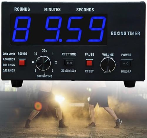 Temporizador de Intervalos de Boxeo Clásico, Tiempo de Entrenamiento y Repeticiones de Ciclo Seleccionables, Temporizador de Gimnasio Profesional,Blue