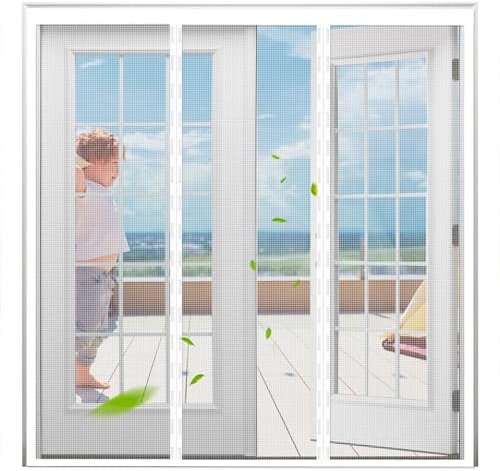 Zanzariere con Calamita per Inferriate 220x215cm Bianco Tenda Anti Zanzare Zanzariere Magnetiche per Porte Finestre Zanzariera Porta Anti Insetti