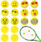 XoeLLe 16 Stück Silikon Dämpfer Tennisschläger, Happy Face Tennis Dämpfer, Lustige Vibrationsdämpfer Tennisschläger, Tennisschläger Kinder, Tennis Zubehör (Gelb)