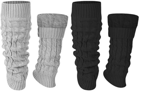 TELAIN Winter-Beinwärmer Damen, 2er-Set Fleece Gefütterte Stulpen, Stretchige Und Warme Beinstulpen, Ideal Für Alltag Und Eiskunstlauf