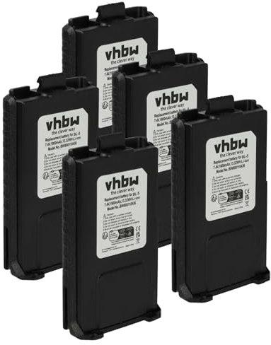 vhbw 5X batería Compatible con Baofeng UV-5R, BF-F8, UV-5RA, UV-5RE, BF-F9 Radio (1800 mAh, 7,4 V, Li-Ion)