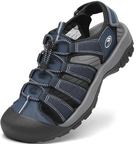 FLARUT Sandales Homme Randonnée Chaussures Marche Fermées | Pointe Fermée,Semelle Caoutchouc Antidérapante,EVA Amortissante,Courroie Tissée Respirante,Fermeture Autocollante