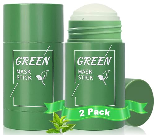 Green Mask Stick, Green Tea Mask Stick, Grüntee Purifying Clay Grüntee-Maske, Blackhead Remover with Green Tea Extract, Moisturizing, for All Skin Types(2 pcs)