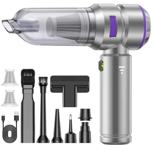 KITBEZN Handstaubsauger, 18000Pa Akku Handstaubsauger Kabellos, 3 in 1 Autostaubsauger mit Waschbar HEPA-Filter, Wiederaufladbarer Akkustaubsauger für Auto, Haus, Küche, Tierhaare, lila