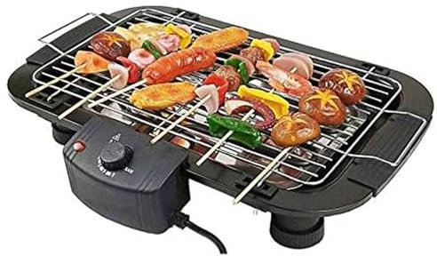 Barbecue elettrico,griglie portatili da 2000 W for interni senza fumo con termostato regolabile e vassoio raccogli-gocce,teppanyaki multiplo in acciaio inossidabile a 5 velocità for uso domestico