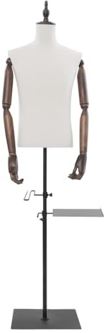 Schaufensterpuppe Herrnbüste Verstellbar, Oberkörper Herren Mannequin mit Hosenhalter und Schuhhalter, Mann Kleiderpuppe Für Kleidungsgeschäfte, Juweliergeschäfte, Brautgeschäfte