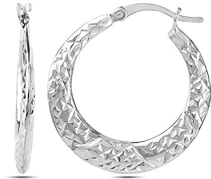 LeCalla Sterling-Silber-Schmuck, leicht, rund, mit Klickverschluss, Diamantschliff, für Damen und Mädchen
