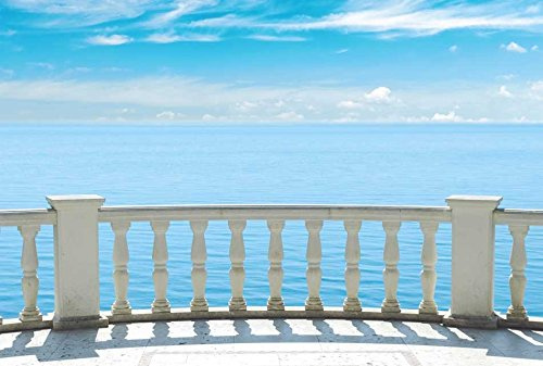 Scenolia Carta da Parati Decorativa Poster Balcone sul Mare 3 X 2,70 m | Decorativo e Foto Parete XXL qualità HD