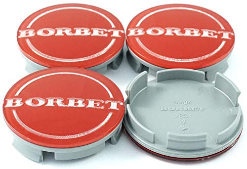 4X Original Borbet Nabendeckel | Felgendeckel | Nabenkappe Rot Center Cap 55mm NEU!