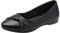 rismart Women's Leather Ballet Pumps Slip on Low Wedge Comfortable Work Shoes SN02549(Black,2.5 UK)