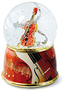 Spieluhrenwelt Glitzerkugel Spieluhr Violine I Kunstvoll bemalter Sockel I Spielt Vivaldis 'Der Frühling' I Mit Glitter gefüllt