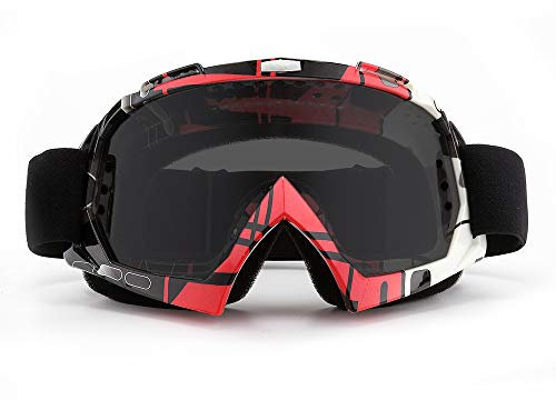 SPOSUNE Motorradbrille, ATV Dirt Bike Off Road Racing MX-Fahrbrille Anti-Scratch Staubdicht Biegbar UV400 Brille Gepolstert Weicher Dicker Schaumstoff, Verstellbarer Riemen Erwachsenen-Motocross