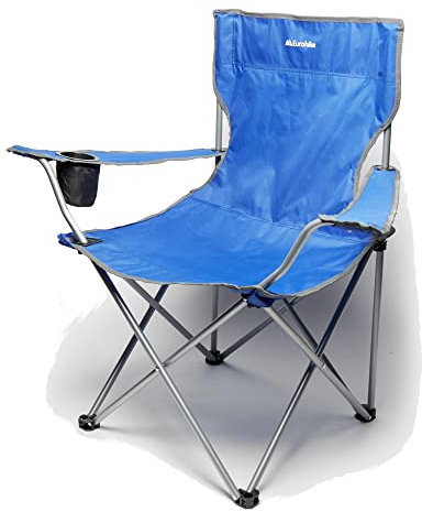 Eurohike Peak Folding Chair with Drinks Holder & Arm Rests for Adults & Kids, Lightweight, Portable, Compact, Ideal for Camping, Festivals, Picnics, Beach & Outdoor Events (Blue)
