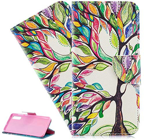 LEMAXELERS Galaxy A41 Hülle,Für Samsung Galaxy A41 Handyhülle Leder Bunter Anstrichbaum Flip Case PU Leder Cover Magnet Schutzhülle Tasche Ständer Handytasche für Samsung Galaxy A41,BF Painting Tree