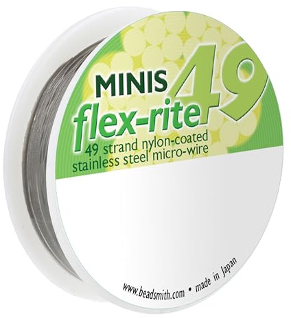 The Beadsmith Flex-Rite Beading Wire, Nylon-Coated Stainless-Steel Wire | 49-Strand 0.012 (0.30 mm) Dia, Clear, 10 ft Spool, Durable Necklace & Bracelet String, For Jewelry Making Supplies