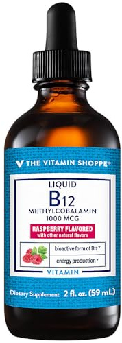 The Vitamin Shoppe Liquid B12 Methylcobalamin 1000 MCG - Energy Production | Raspberry Flavor Drops | 2 oz | Fast Absorption