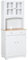 HOMCOM Alacena de Cocina Armario de Cocina Aparador de Comedor con 2 Cajones Estantes Ajustables y Estante Abierto Antivuelco 68x39,5x170 cm Blanco