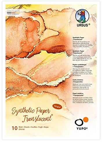 Ursus 16294600 - Yupo Synthetic Paper Translucent DIN A4, 10 Blatt | 153 g/m², synthetisch, Glatte Oberfläche, reiß-und wasserfest, UV lichtecht, extrem strapazierfähig, transparent