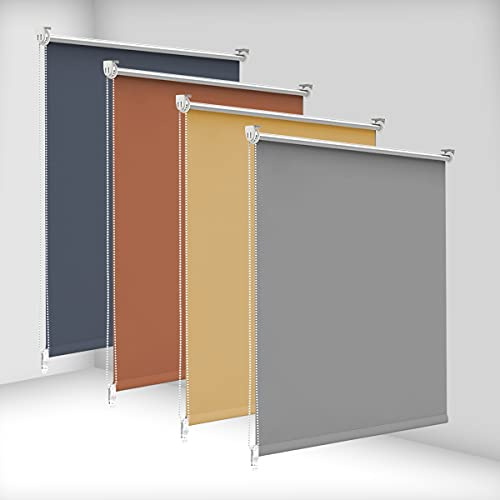bobodeco Verdunklungsrollo ohne Bohren & mit Bohren, Verdunkelungsrollo Klemmfix, Hellgrau B100x H200cm (Stoffbreite 100cm), Thermorollo Sichtschutz und Sonnenchutz, Rollos für Fenster & Tür